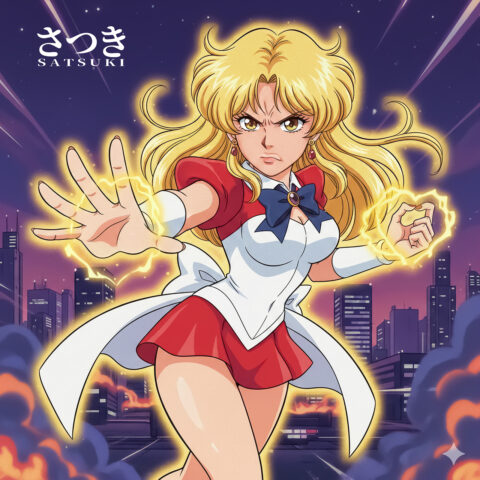 今日のGemini君-以前作ってもらった「増税戦隊ザイゲンガー」に対抗するヒロインの絵を描いてもらったよ