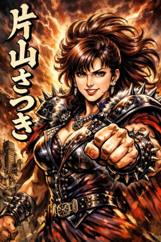 今日のChatGPT-久々の仕事は「北斗の拳風片山さつき」、さつきが聖帝ショウヒゼイの秘孔「控除内」を突き倒す!?