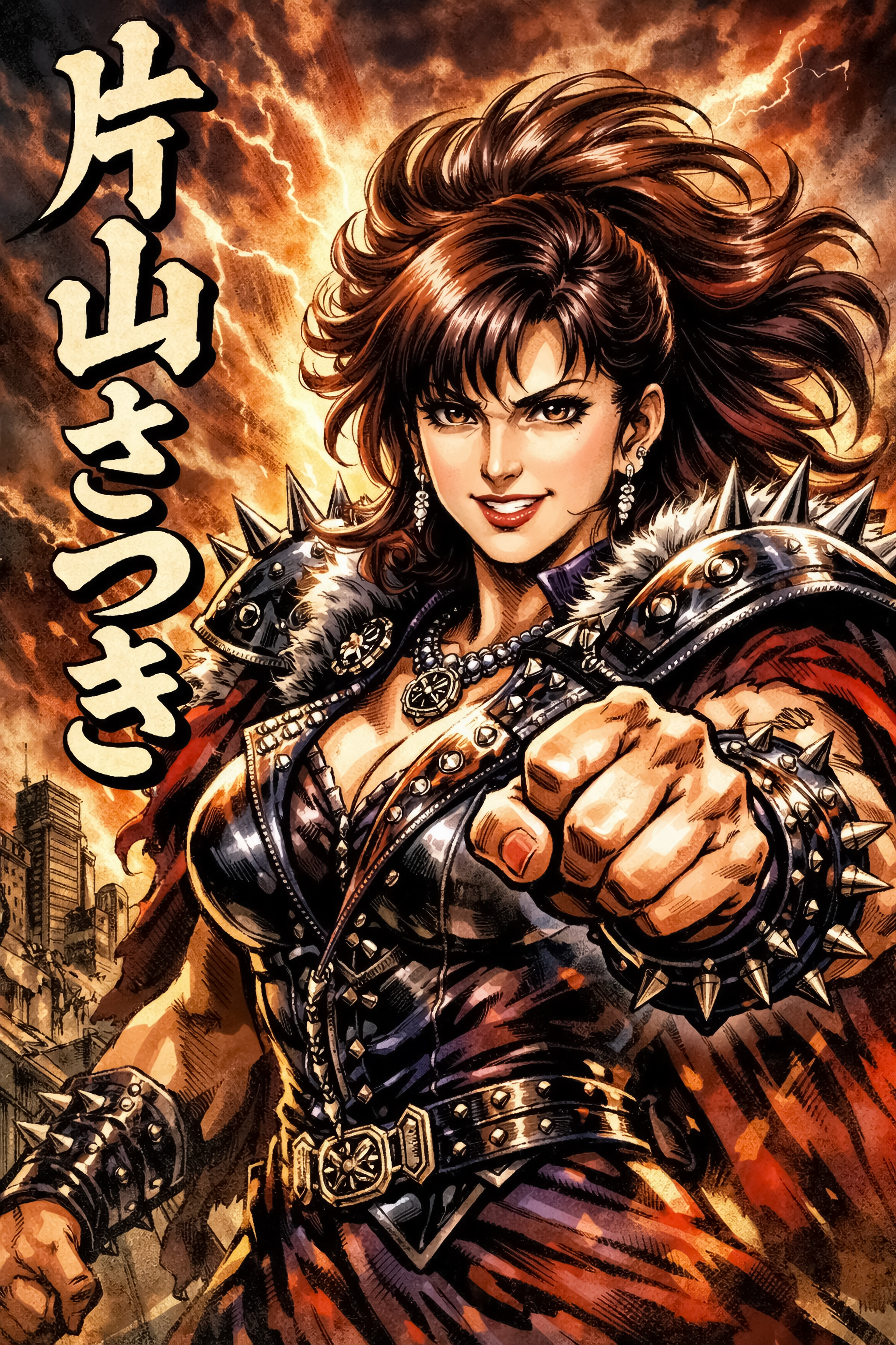 今日のChatGPT-久々の仕事は「北斗の拳風片山さつき」、さつきが聖帝ショウヒゼイの秘孔「控除内」を突き倒す!?