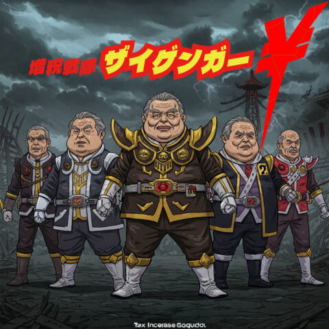 今日のGemini君-増税戦隊ザイゲンガー/今日は戦隊ものの絵を描いてくれたよ